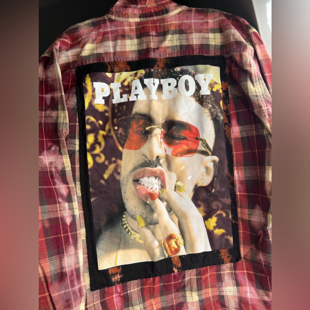 custom Bad Bunny flannel ⚡️❤️🐰